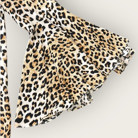 Savanna Jane Floral Embroidered Leopard Print Bell Sleeve Blouse Size Medium - Picture 12 of 15